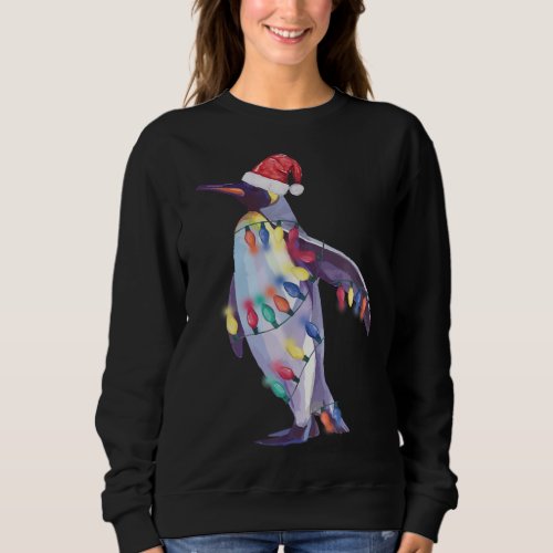 Santa Penguin Christmas Lights Penguin Lover Chris Sweatshirt