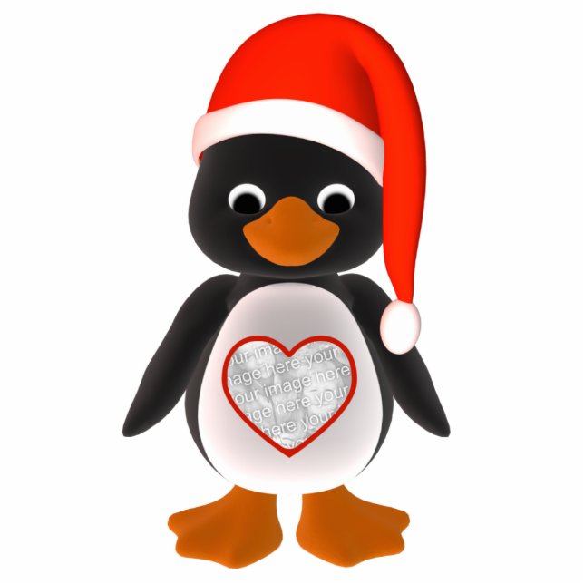 Santa Penguin Custom Photo Holiday Ornament (Front)