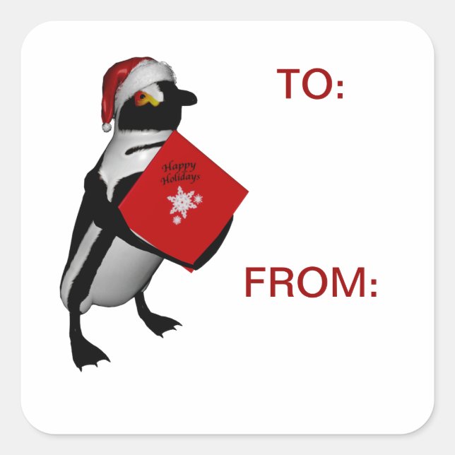Santa penguin gift tag labels  for packages (Front)
