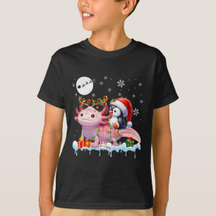Santa Penguin Riding Axolotl Reindeer Christmas Se T-Shirt