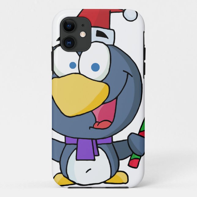 Santa Penguin with Candy Cane Case-Mate iPhone Case (Back)