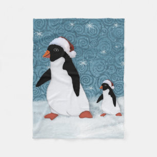 Santa Penguins Fleece Blanket