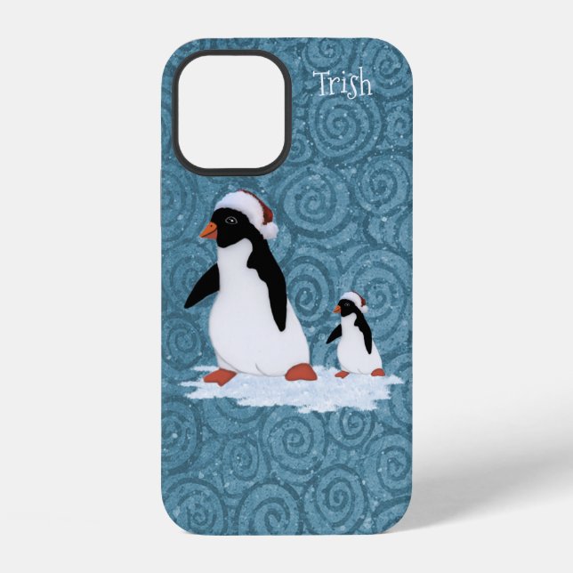 Santa Penguins iPhone 12 Case (Back)