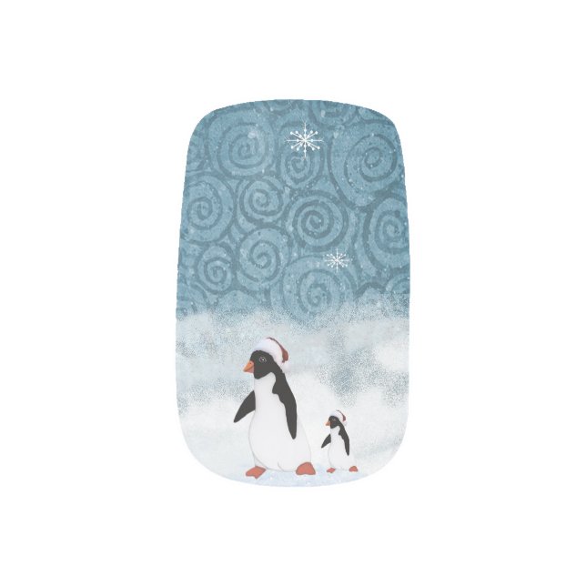 Santa Penguins Nail Art (Right Thumb)