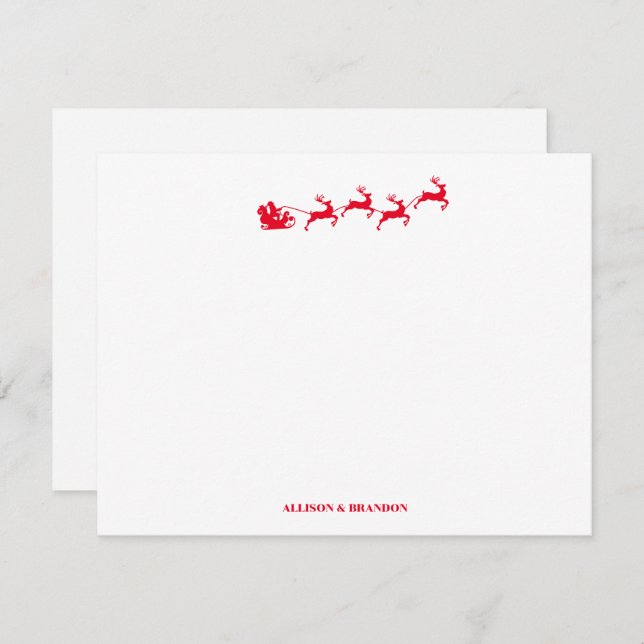Santa Personalized Christmas Stationery  Note Card (Front/Back)
