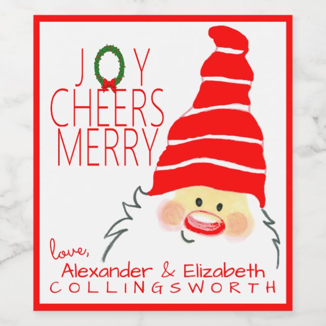 Santa Personalized Christmas Wine Bottle Label (Single Label)