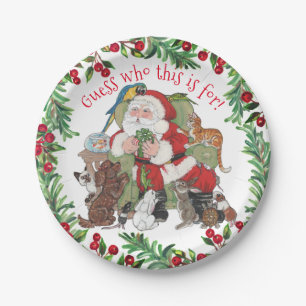  Santa Pets Christmas Gift Dog Cat Bunny Humorous Paper Plates
