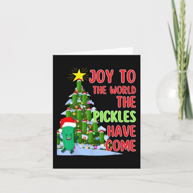 Santa Pickle Christmas Tree Lights Fun Pickle Gift Card (Front)