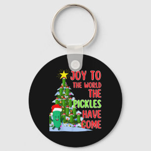 Santa Pickle Christmas Tree Lights Fun Pickle Gift Keychain