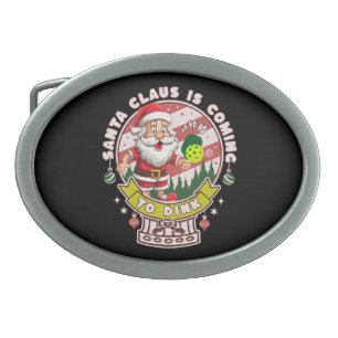 Santa Pickleball Christmas, Funny Santa Belt Buckle