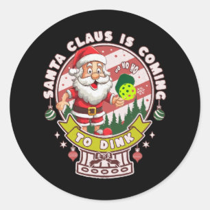 Santa Pickleball Christmas, Funny Santa Classic Round Sticker