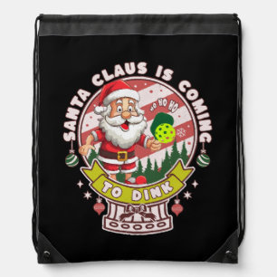 Santa Pickleball Christmas, Funny Santa Drawstring Bag