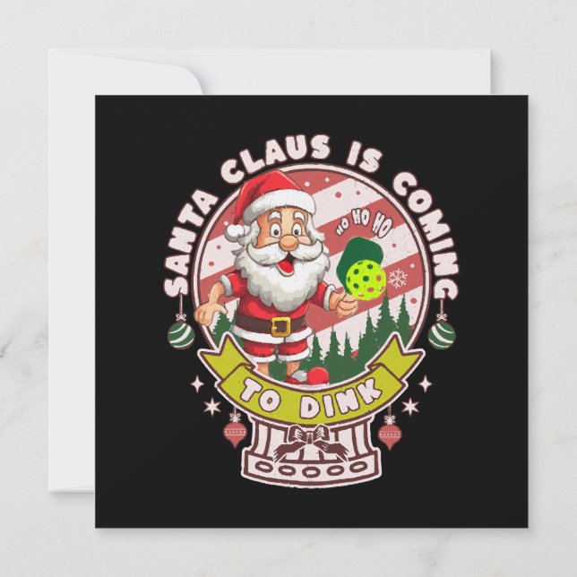 Santa Pickleball Christmas, Funny Santa  Invitation (Back)