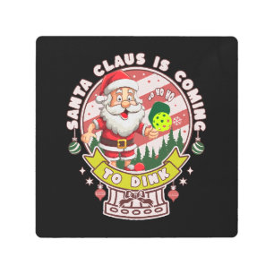 Santa Pickleball Christmas, Funny Santa Metal Print