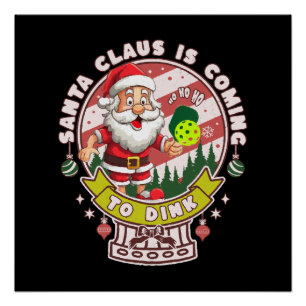 Santa Pickleball Christmas, Funny Santa  Poster