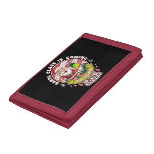 Santa Pickleball Christmas, Funny Santa  Tri-fold Wallet