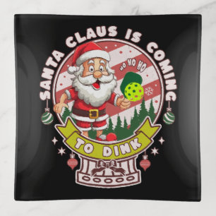 Santa Pickleball Christmas, Funny Santa Trinket Tray