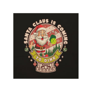 Santa Pickleball Christmas, Funny Santa Wood Wall Art