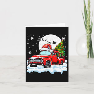 Santa Pickup Truck Carrying Christmas Tree Driver Card