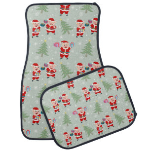 Santa Pig Giving Gifts Pattern Car Floor Mat