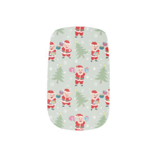 Santa Pig Giving Gifts Pattern Minx Nail Art