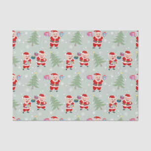 Santa Pig Giving Gifts Pattern Tissue Paper