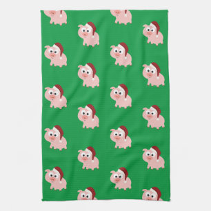 Santa Pig Pattern Kitchen Towel