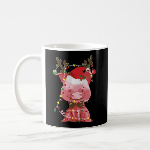 Santa Pig Reindeer Lights Christmas Gifts Coffee Mug
