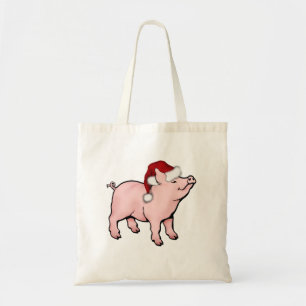 santa pig tote bag