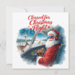 “Santa Pilot  in the Cockpit Aviation themed  Holiday Card