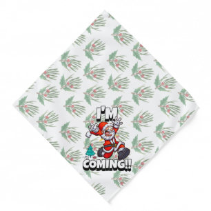 Santa Pine Branches Humor Holiday Funny Christmas Bandana