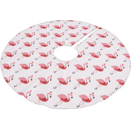 Santa Pink Flamingo Christmas Holiday Pattern Brushed Polyester Tree Skirt