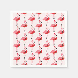 Santa Pink Flamingo Christmas Holiday Pattern Napkins