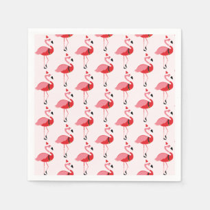 Santa Pink Flamingo Christmas Holiday Pattern Napkins