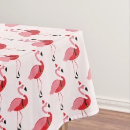 Santa Pink Flamingo Christmas Holiday Pattern Tablecloth