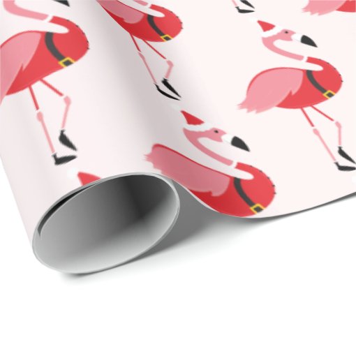 Santa Pink Flamingo Christmas Holiday Pattern Wrapping Paper Zazzle