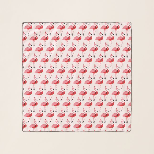 Santa Pink Flamingo Christmas Scarf (Front)