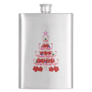 Santa Pink Flamingo Christmas Tree Flask
