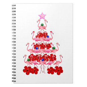 Santa Pink Flamingo Christmas Tree Notebook