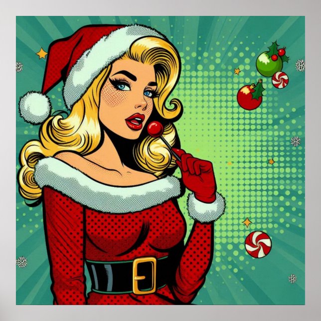 Santa Pinup: Pop Art Glam Poster (Front)