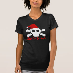 Santa Pirate - Cute Pirate Skull with Santa Hat T-Shirt