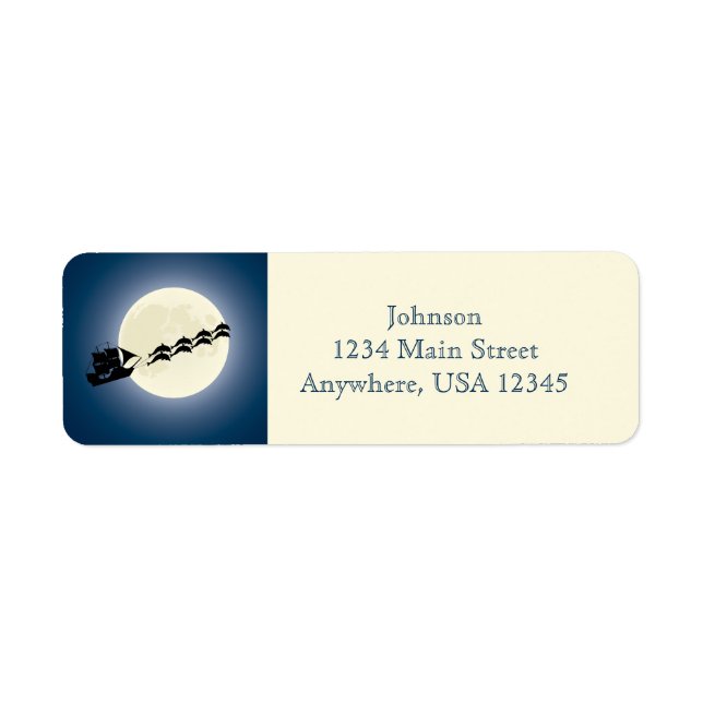 Santa Pirate Ship w/ Dolphins Christmas Holiday Label (Front)