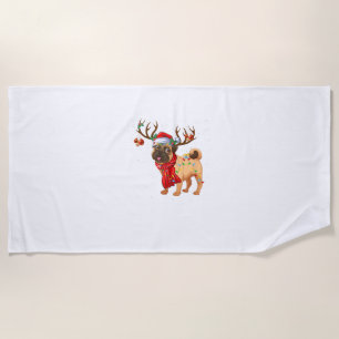 Santa Pitbull Christmas Tree Light Pajama Dog X-ma Beach Towel