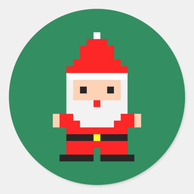 Santa Pixel Art 1 Classic Round Sticker (Front)