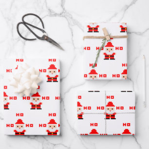 Santa Pixel Art 2 Wrapping Paper Sheets