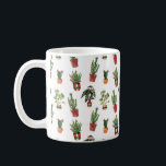 Santa Plants Christmas Pattern Coffee Mug<br><div class="desc">Pattern with illustrations of potted plants including aloe,  cactus,  and palm decorated with Christmas decorations including 
ornaments,  bows,  santa hat,  and lights,  and stars.</div>