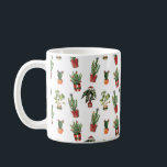 Santa Plants Christmas Pattern Coffee Mug<br><div class="desc">Pattern with illustrations of potted plants including aloe,  cactus,  and palm decorated with Christmas decorations including 
ornaments,  bows,  santa hat,  and lights,  and stars.</div>
