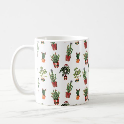 Santa Plants Christmas Pattern Coffee Mug