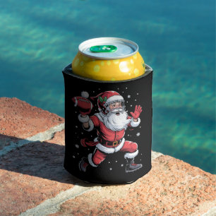 Santa Playing American Football Christmas Can Cooler