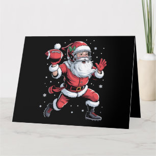 Santa Playing American Football Christmas Card
